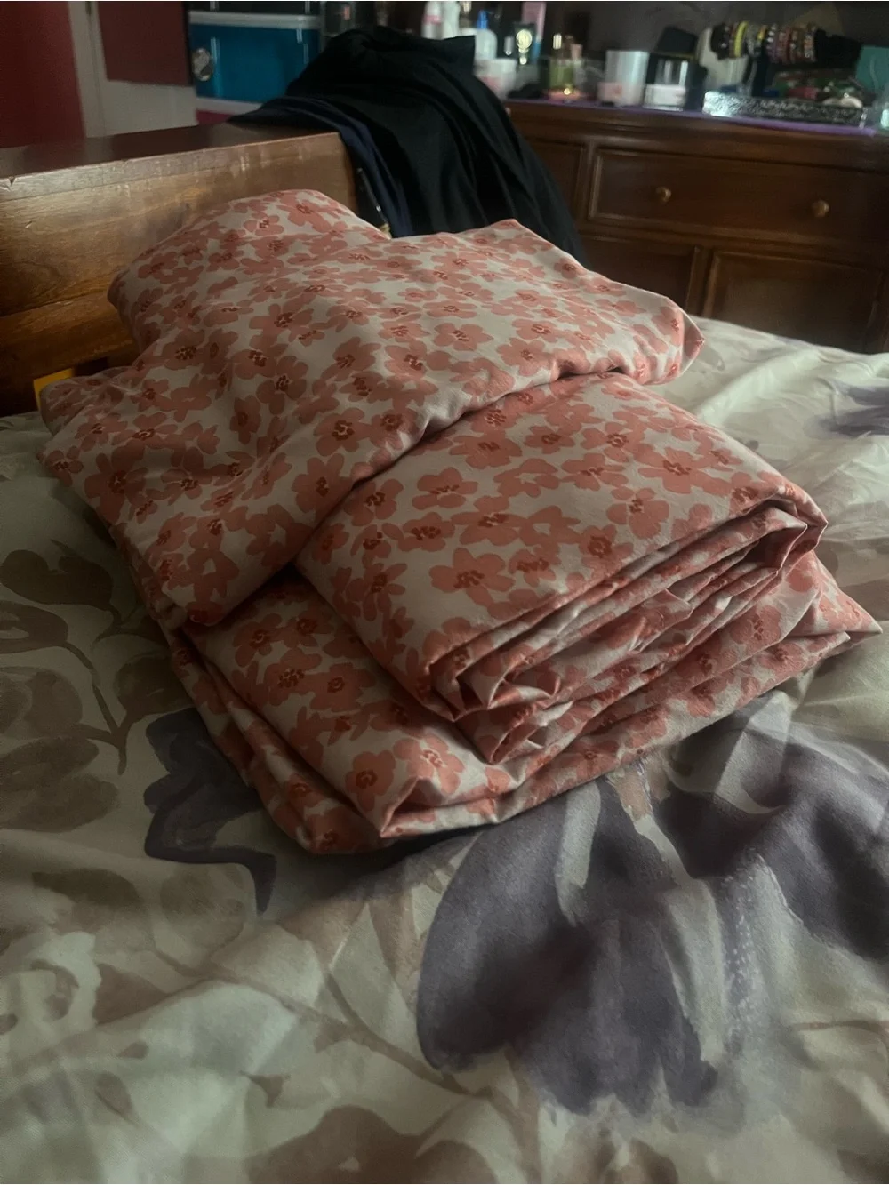 Floral Pink Cotton Twin XL Set - Soft Pink Flower Print